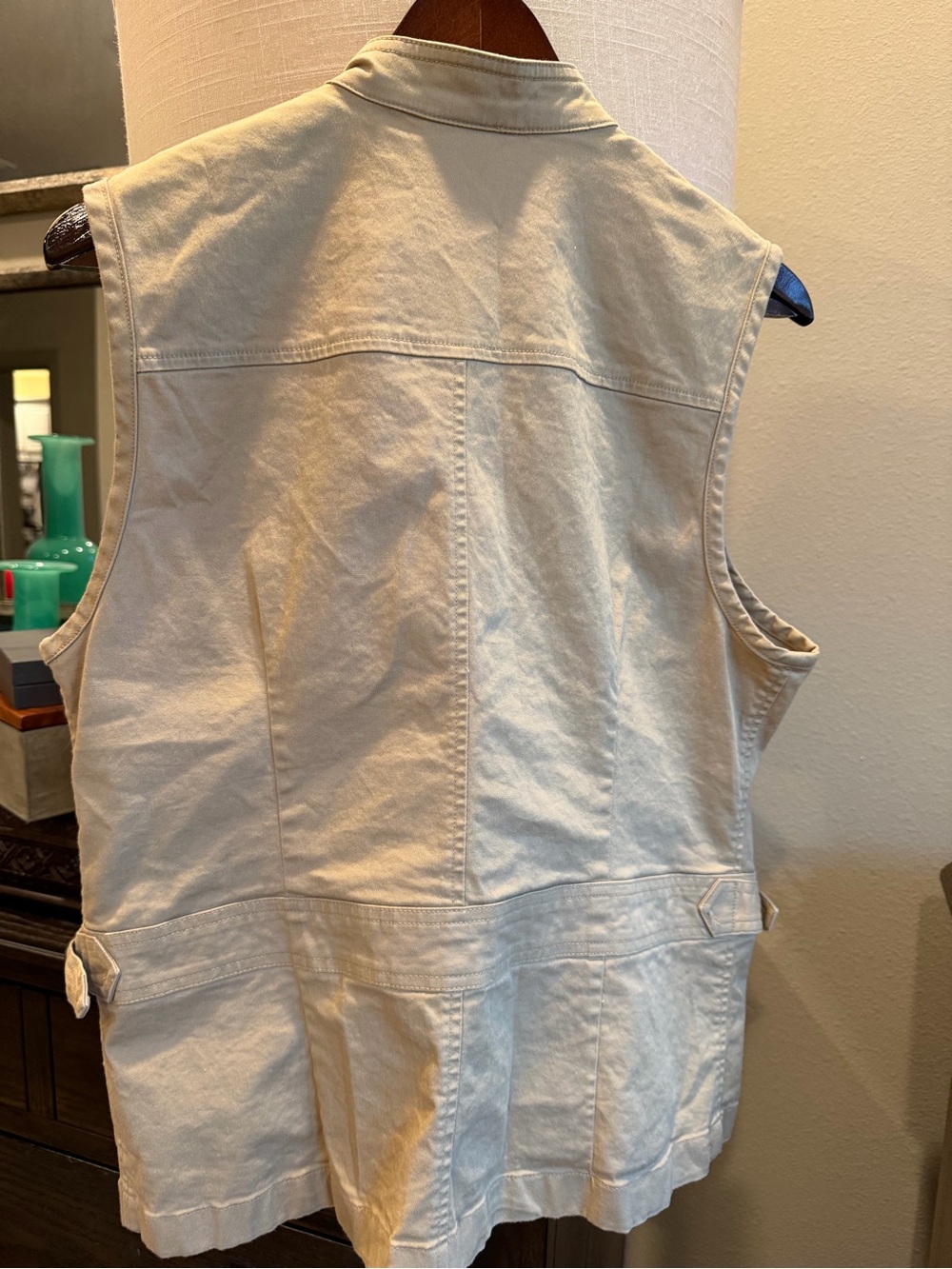 Talbots Beige Button-Front Utility Vest - Picture 2 of 8